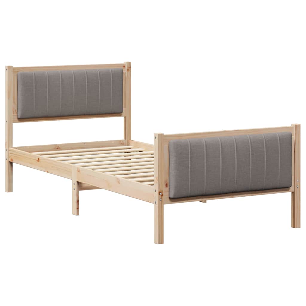 vidaXL Σκελετός Κρεβατιού Καφέ και ταμπά 90 x 190 cm Μασίφ ξύλο πεύκου
