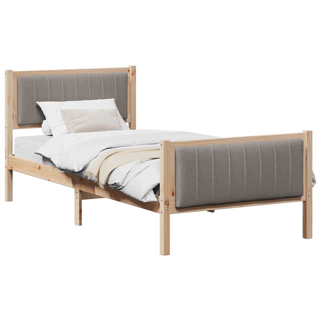 vidaXL Σκελετός Κρεβατιού Καφέ και ταμπά 90 x 190 cm Μασίφ ξύλο πεύκου
