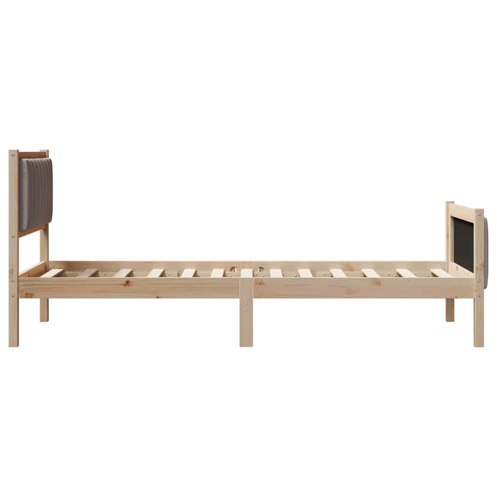 vidaXL Σκελετός Κρεβατιού Καφέ και ταμπά 90 x 190 cm Μασίφ ξύλο πεύκου