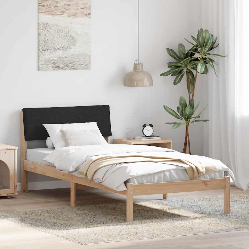 vidaXL Σκελετός Κρεβατιού Καφέ και μαύρο 90 x 200 cm Μασίφ ξύλο πεύκου