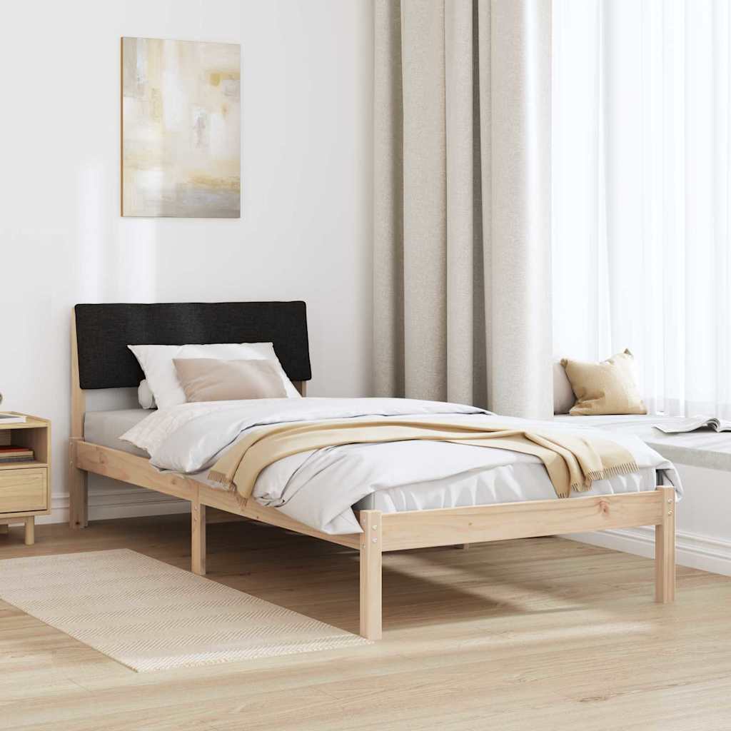 vidaXL Σκελετός Κρεβατιού Καφέ και μαύρο 90 x 200 cm Μασίφ ξύλο πεύκου