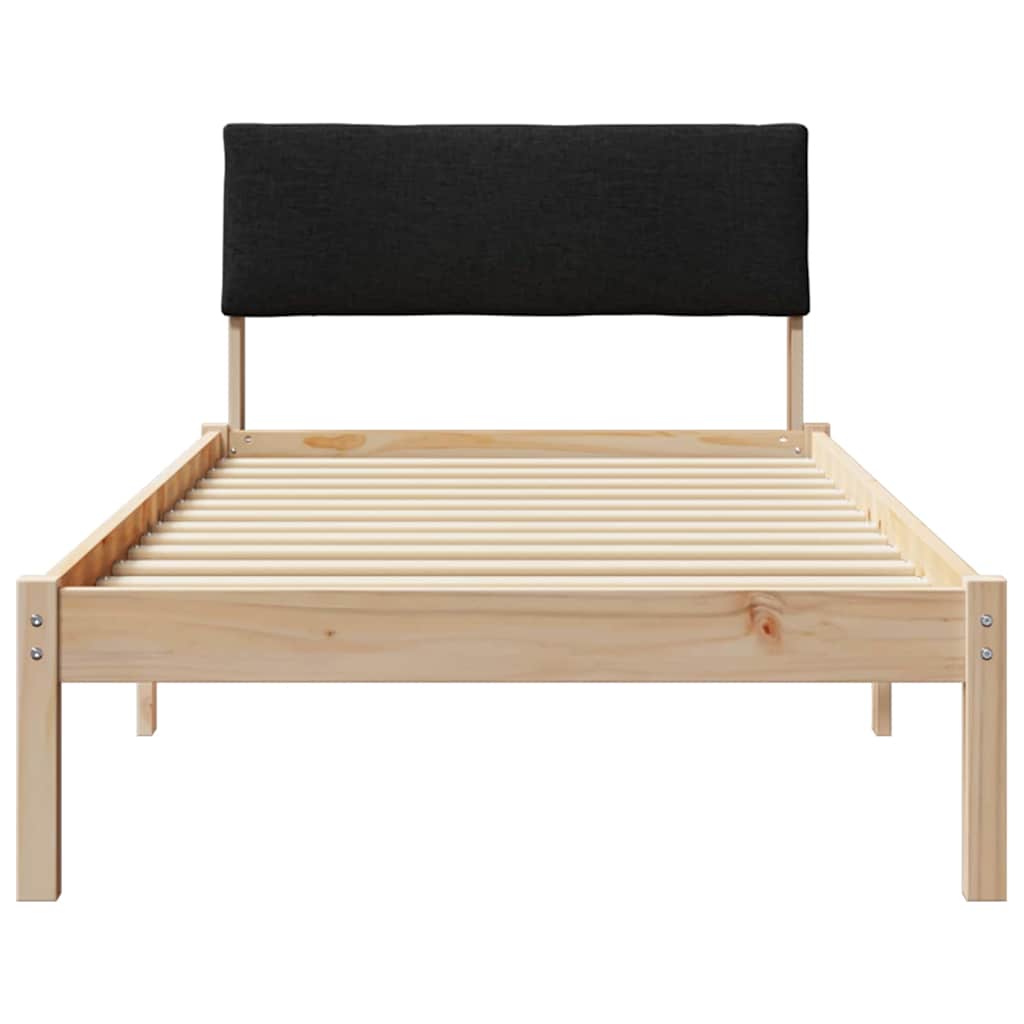 vidaXL Σκελετός Κρεβατιού Καφέ και μαύρο 90 x 200 cm Μασίφ ξύλο πεύκου