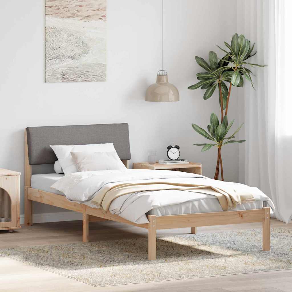 vidaXL Σκελετός Κρεβατιού Καφέ και ταμπά 90 x 190 cm Μασίφ ξύλο πεύκου