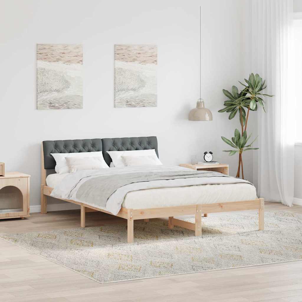 vidaXL Σκελετός Κρεβατιού Καφέ και σκούρο γκρι 135 x 190 cm