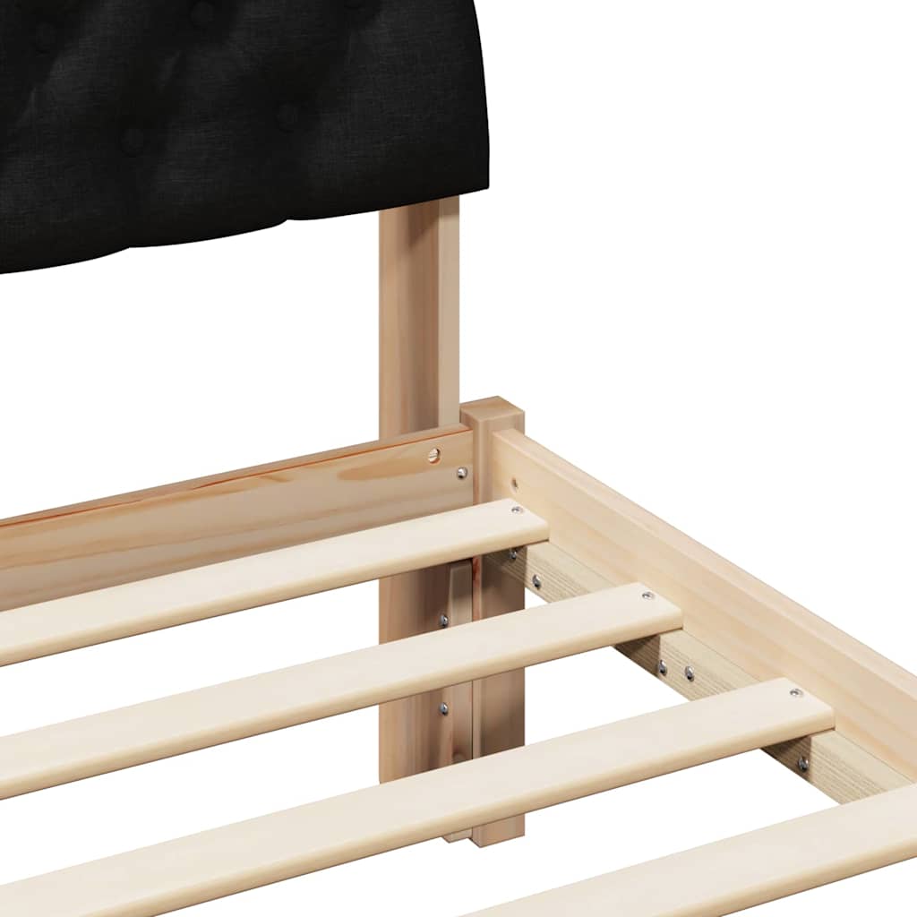 vidaXL Σκελετός Κρεβατιού Καφέ και μαύρο 75 x 190 cm Μασίφ ξύλο πεύκου