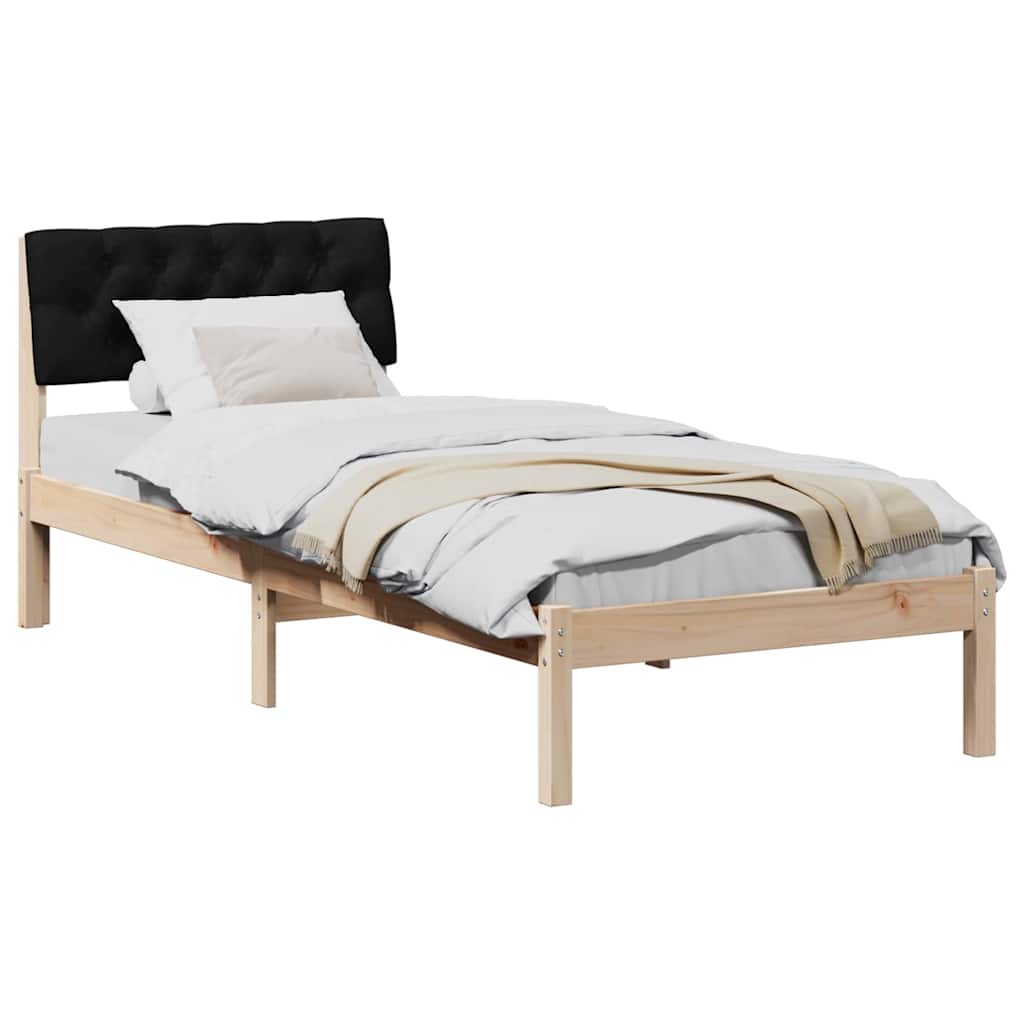 vidaXL Σκελετός Κρεβατιού Καφέ και μαύρο 75 x 190 cm Μασίφ ξύλο πεύκου