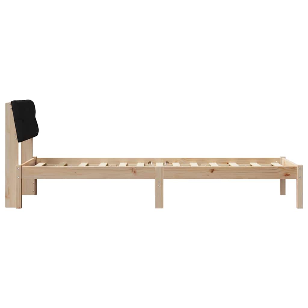 vidaXL Σκελετός Κρεβατιού Καφέ και μαύρο 75 x 190 cm Μασίφ ξύλο πεύκου
