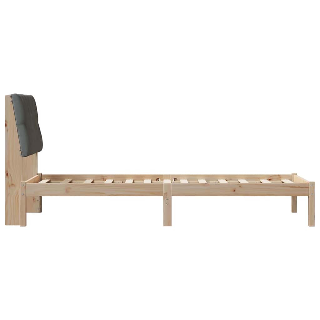 vidaXL Σκελετός Κρεβατιού με Επενδεδυμένο Κεφαλάρι Καφέ 75 x 190 cm