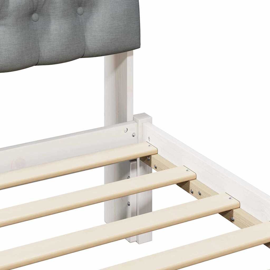 vidaXL Σκελετός Κρεβατιού με Επενδεδυμένο Κεφαλάρι Λευκό 75 x 190 cm