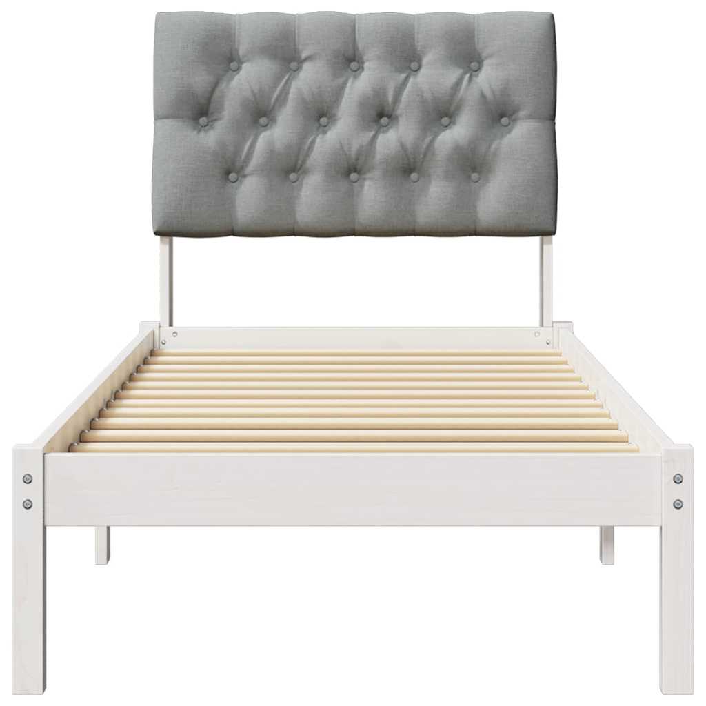 vidaXL Σκελετός Κρεβατιού με Επενδεδυμένο Κεφαλάρι Λευκό 75 x 190 cm