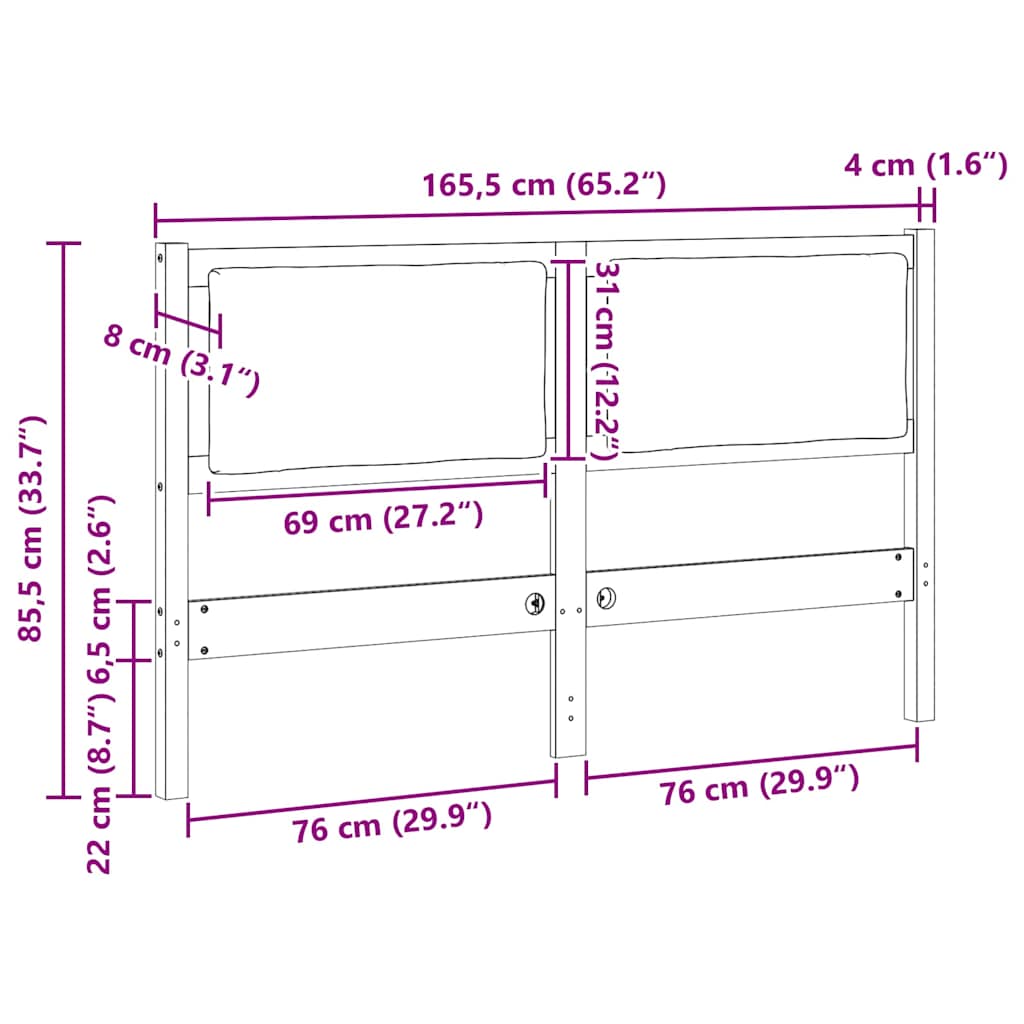 vidaXL Κεφαλάρι Άλλο Καφέ 160 cm Μασίφ ξύλο πεύκου