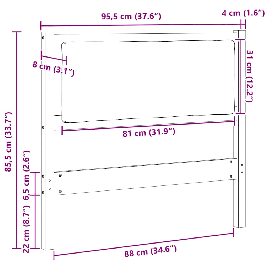 vidaXL Κεφαλάρι Άλλο Λευκό 90 cm Μασίφ ξύλο πεύκου