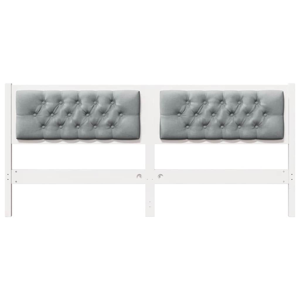vidaXL Κεφαλάρι Άλλο Λευκό και ανοιχτό γκρι 180 cm Μασίφ ξύλο πεύκου