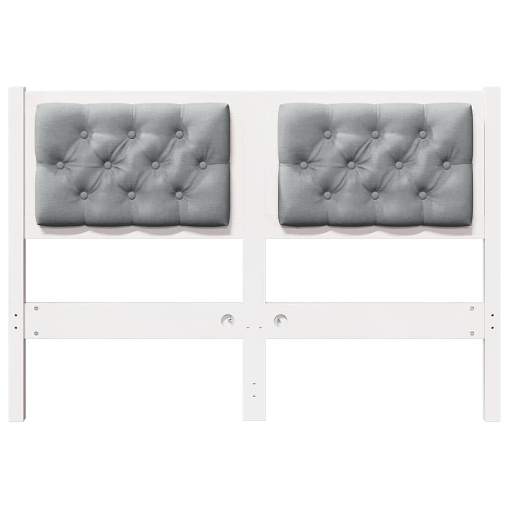 vidaXL Κεφαλάρι Άλλο Λευκό και ανοιχτό γκρι 120 cm Μασίφ ξύλο πεύκου