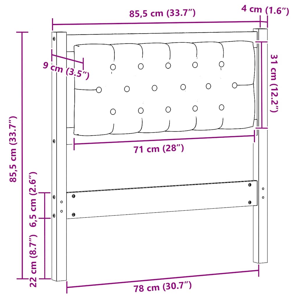 vidaXL Κεφαλάρι Άλλο Καφέ και μαύρο 80 cm Μασίφ ξύλο πεύκου