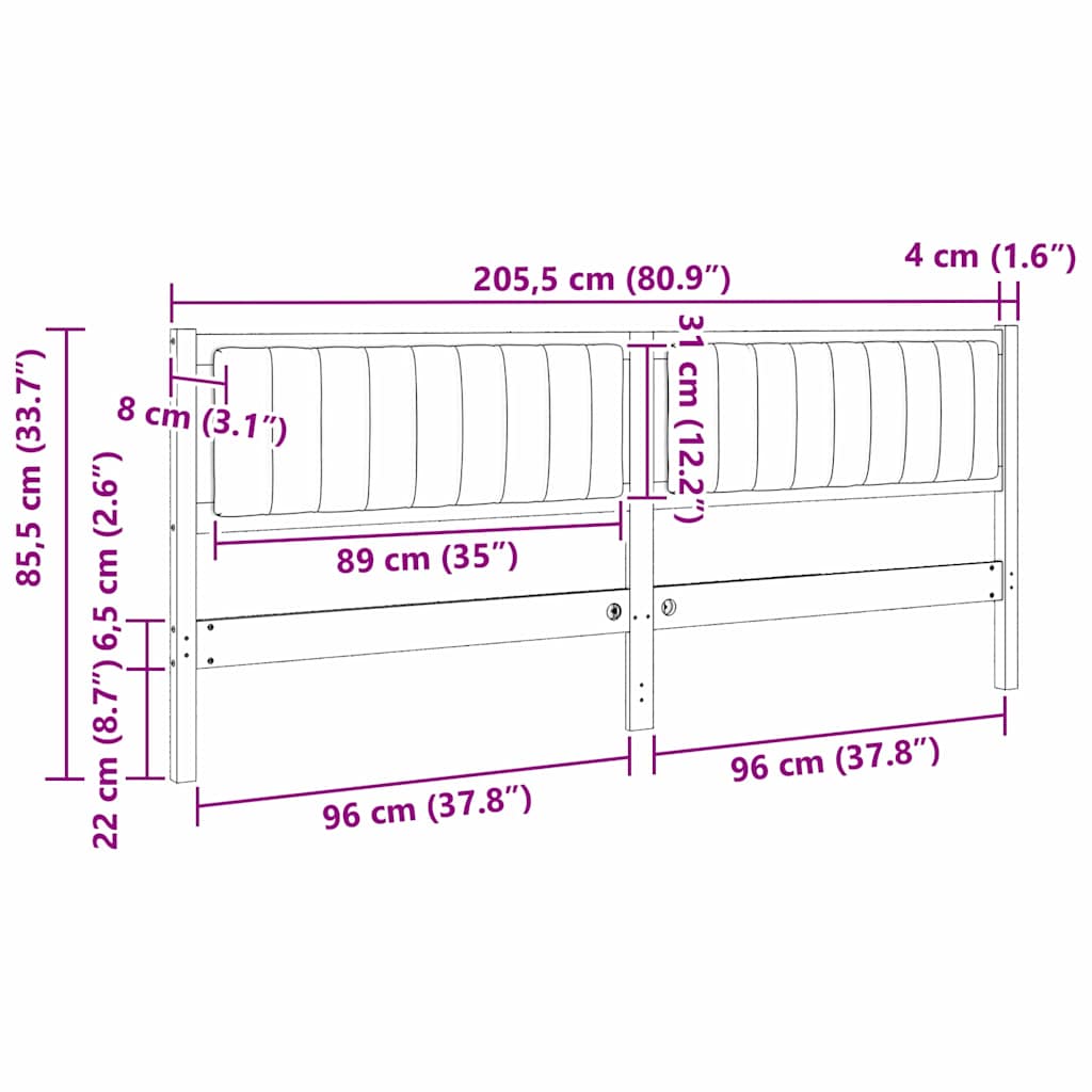 vidaXL Ταπετσαρισμένο κεφαλάρι Καφέ 200 cm Στερεά ξυλεία πεύκου