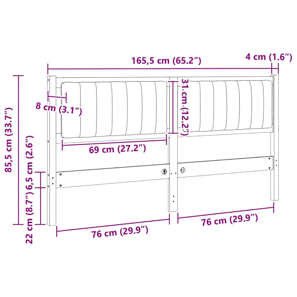 vidaXL Ταπετσαρισμένο κεφαλάρι Καφέ 160 cm Στερεά ξυλεία πεύκου
