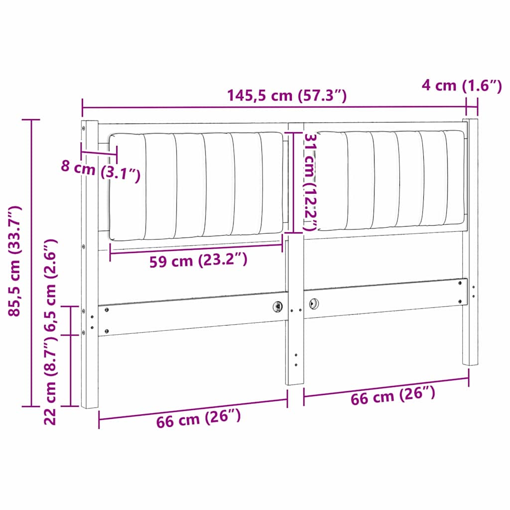vidaXL Ταπετσαρισμένο κεφαλάρι Λευκό 140 cm Στερεά ξυλεία πεύκου