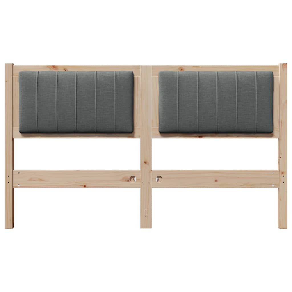 vidaXL Ταπετσαρισμένο κεφαλάρι Καφέ 135 cm Στερεά ξυλεία πεύκου