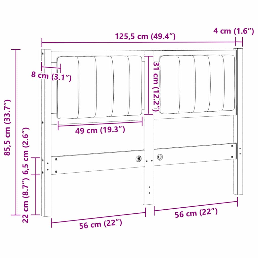 vidaXL Ταπετσαρισμένο κεφαλάρι Καφέ 120 cm Στερεά ξυλεία πεύκου