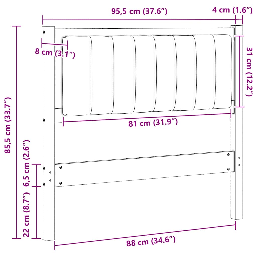 vidaXL Ταπετσαρισμένο κεφαλάρι Καφέ 90 cm Στερεά ξυλεία πεύκου