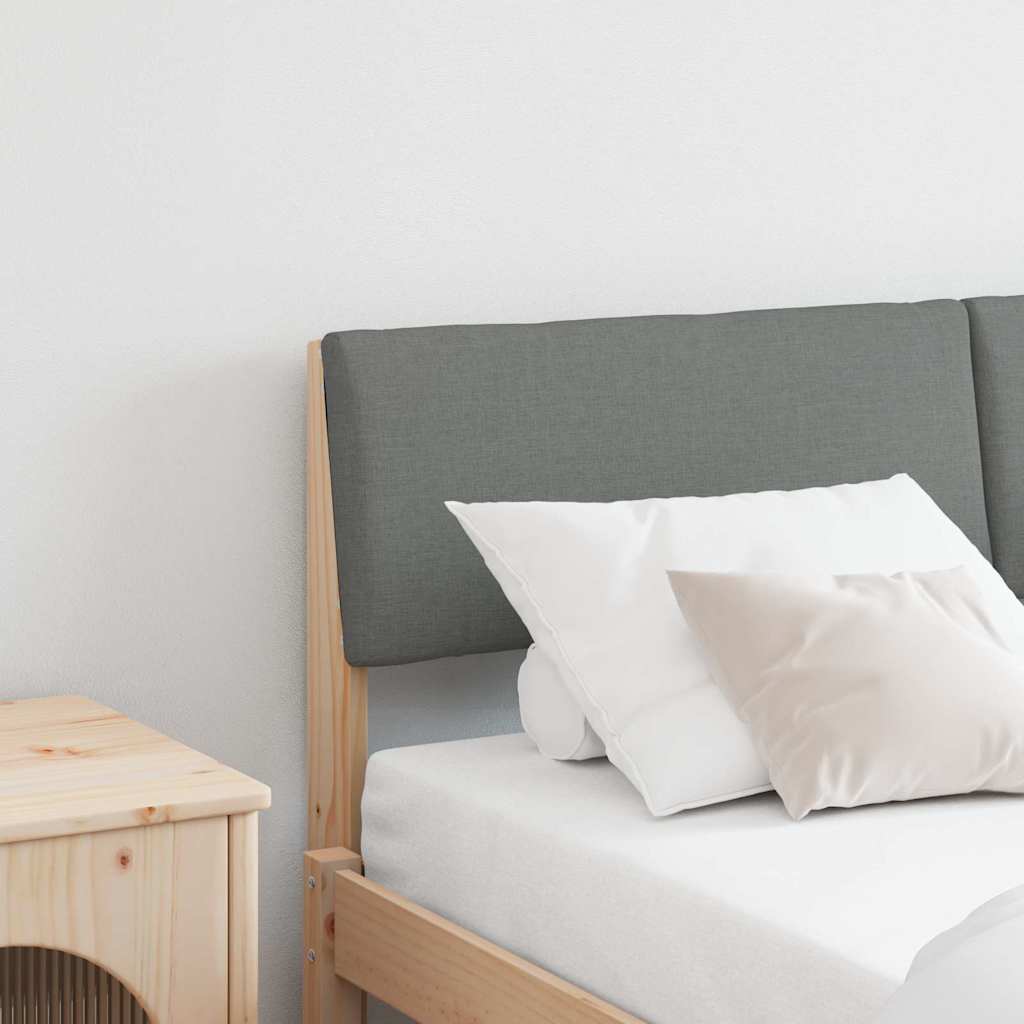 vidaXL Ταπετσαρισμένο κεφαλάρι Σκούρο Γκρι 135 cm Στερεά ξυλεία πεύκου