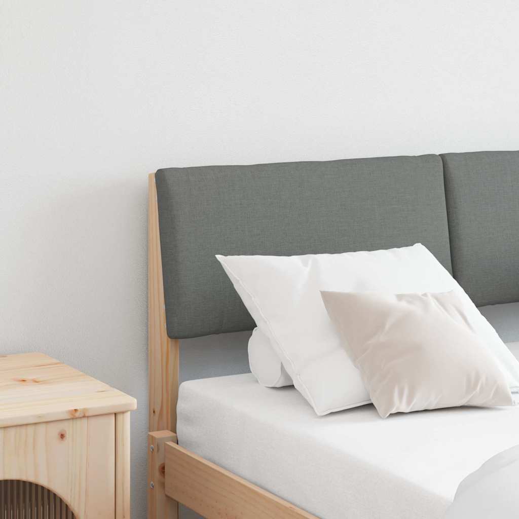 vidaXL Ταπετσαρισμένο κεφαλάρι Σκούρο Γκρι 120 cm Στερεά ξυλεία πεύκου