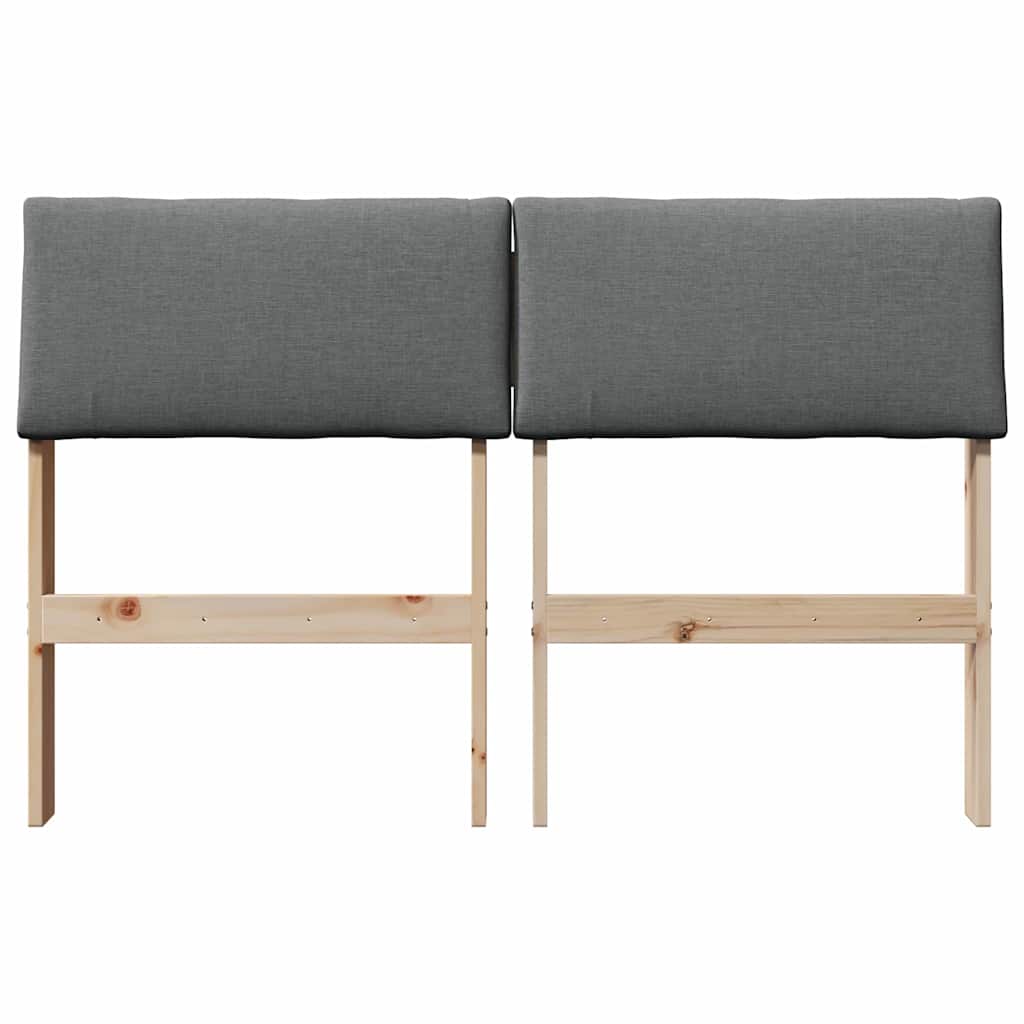 vidaXL Ταπετσαρισμένο κεφαλάρι Σκούρο Γκρι 120 cm Στερεά ξυλεία πεύκου