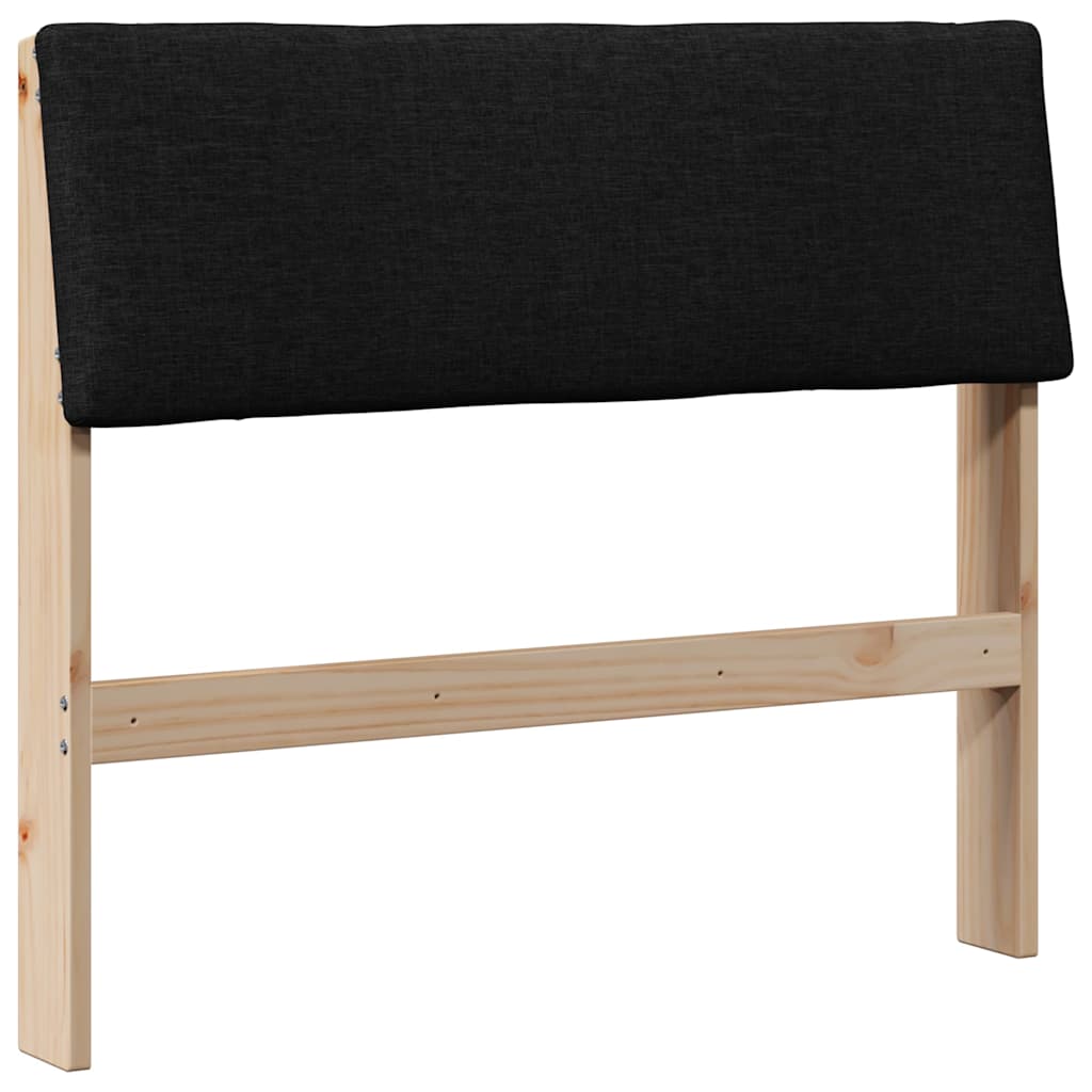 vidaXL Ταπετσαρισμένο κεφαλάρι Μαύρο 90 cm Στερεά ξυλεία πεύκου