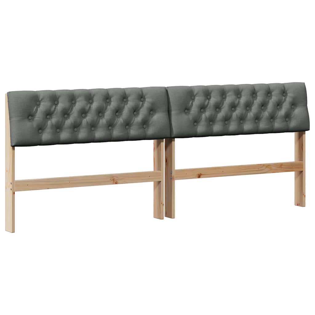 vidaXL Ταπετσαρισμένο κεφαλάρι Σκούρο Γκρι 200 cm Στερεά ξυλεία πεύκου