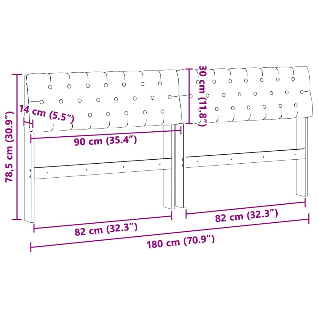 vidaXL Ταπετσαρισμένο κεφαλάρι Σκούρο Γκρι 180 cm Στερεά ξυλεία πεύκου