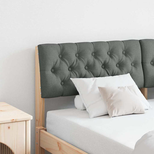 vidaXL Ταπετσαρισμένο κεφαλάρι Σκούρο Γκρι 135 cm Στερεά ξυλεία πεύκου
