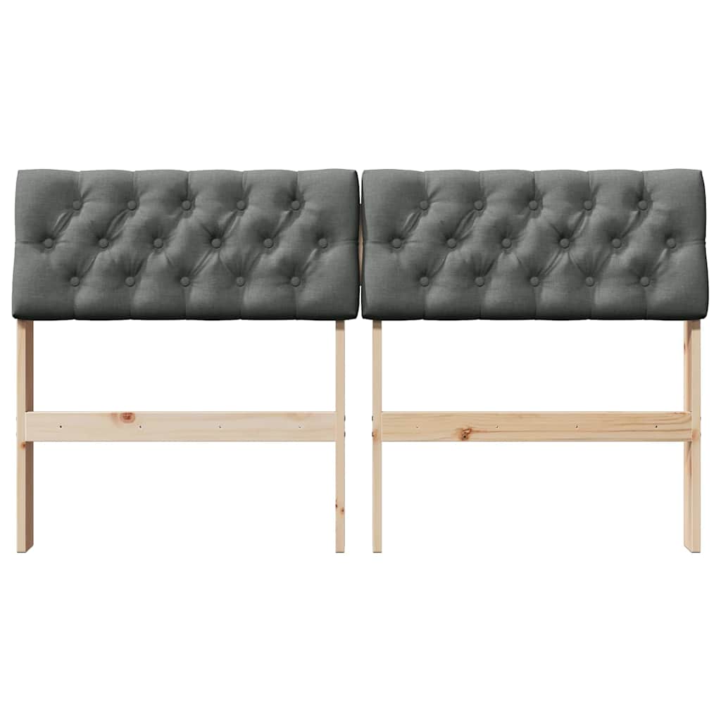 vidaXL Ταπετσαρισμένο κεφαλάρι Σκούρο Γκρι 135 cm Στερεά ξυλεία πεύκου