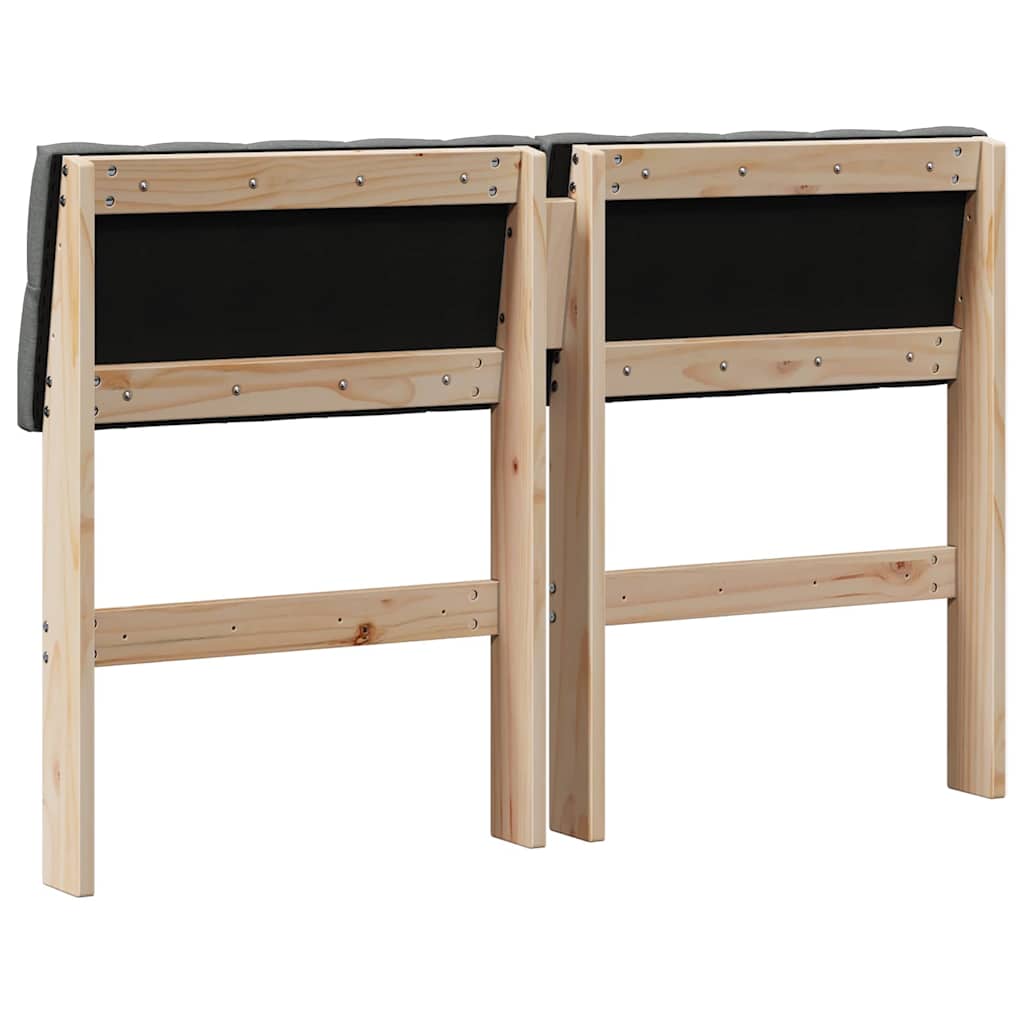 vidaXL Ταπετσαρισμένο κεφαλάρι Σκούρο Γκρι 120 cm Στερεά ξυλεία πεύκου