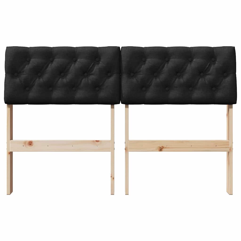 vidaXL Ταπετσαρισμένο κεφαλάρι Μαύρο 120 cm Στερεά ξυλεία πεύκου