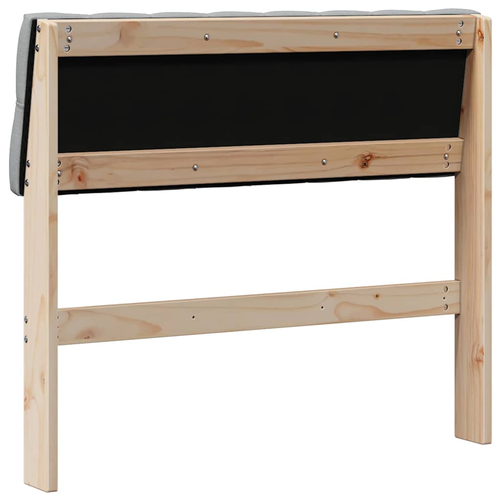 vidaXL Ταπετσαρισμένο κεφαλάρι Ανοιχτό γκρι 90 cm Στερεά ξυλεία πεύκου