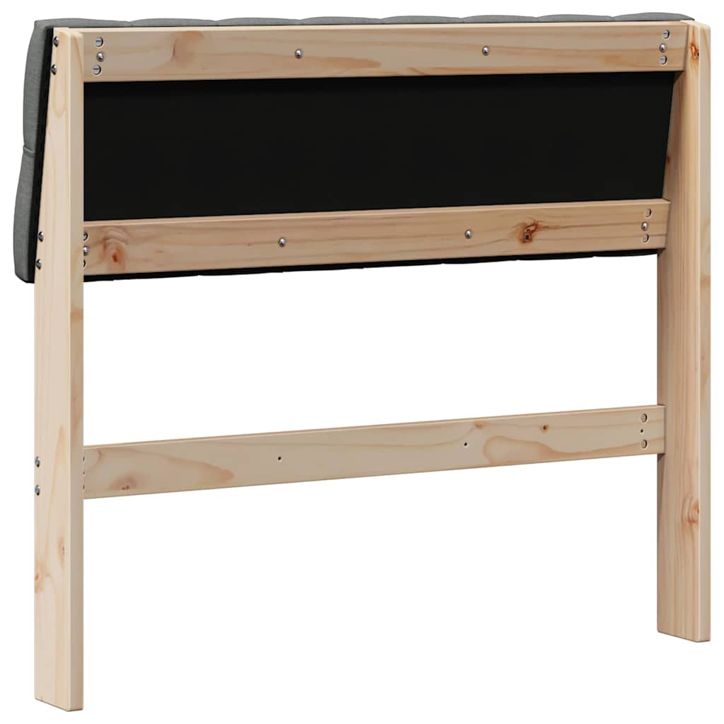 vidaXL Ταπετσαρισμένο κεφαλάρι Σκούρο Γκρι 90 cm Στερεά ξυλεία πεύκου