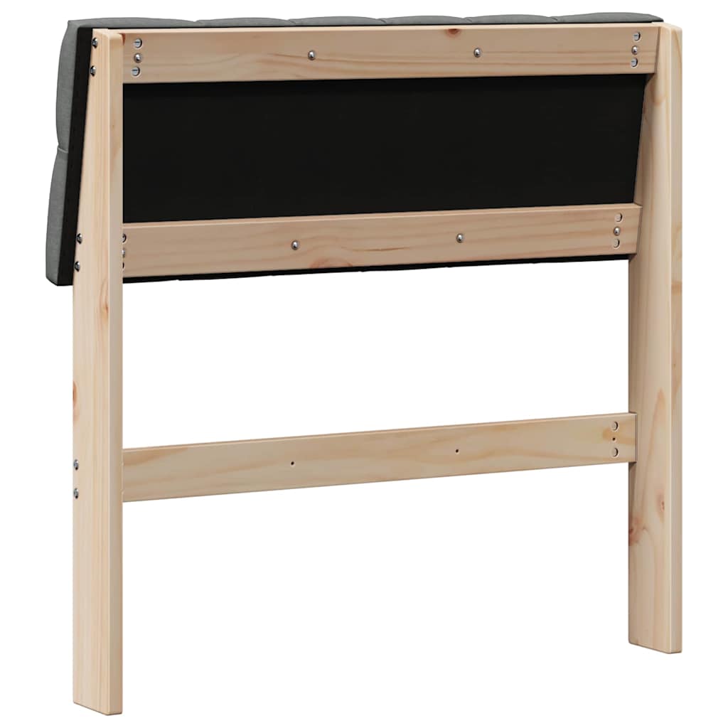 vidaXL Ταπετσαρισμένο κεφαλάρι Σκούρο Γκρι 80 cm Στερεά ξυλεία πεύκου