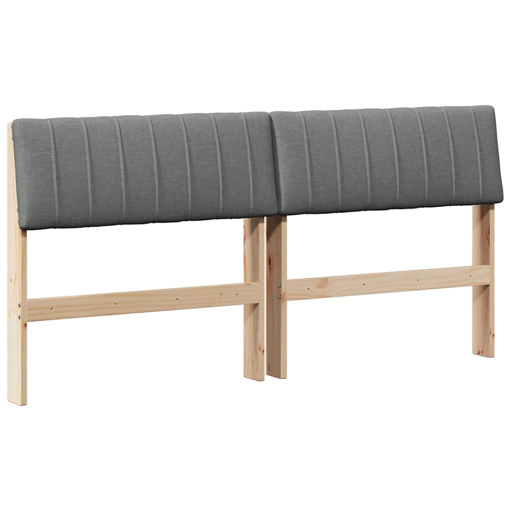 vidaXL Ταπετσαρισμένο κεφαλάρι Σκούρο Γκρι 160 cm Στερεά ξυλεία πεύκου