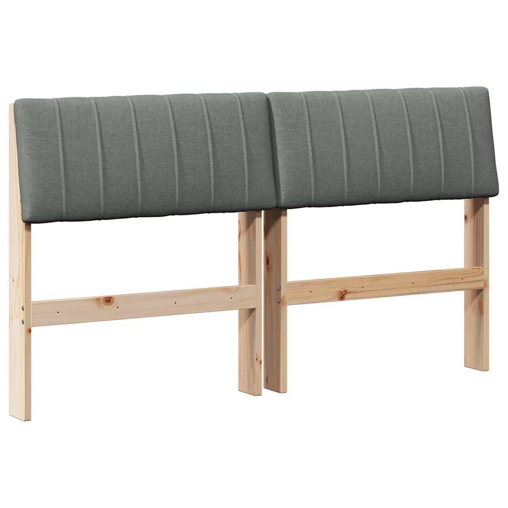 vidaXL Ταπετσαρισμένο κεφαλάρι Σκούρο Γκρι 140 cm Στερεά ξυλεία πεύκου