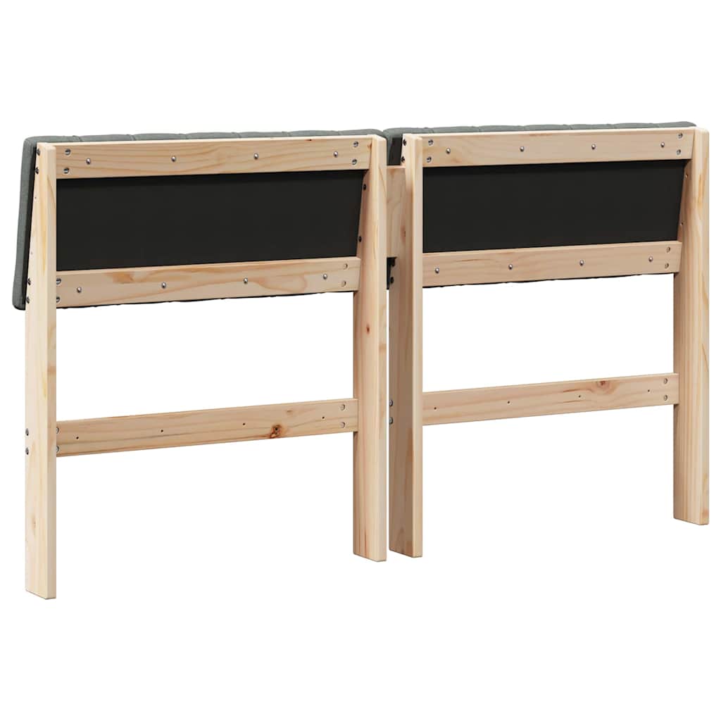 vidaXL Ταπετσαρισμένο κεφαλάρι Σκούρο Γκρι 140 cm Στερεά ξυλεία πεύκου