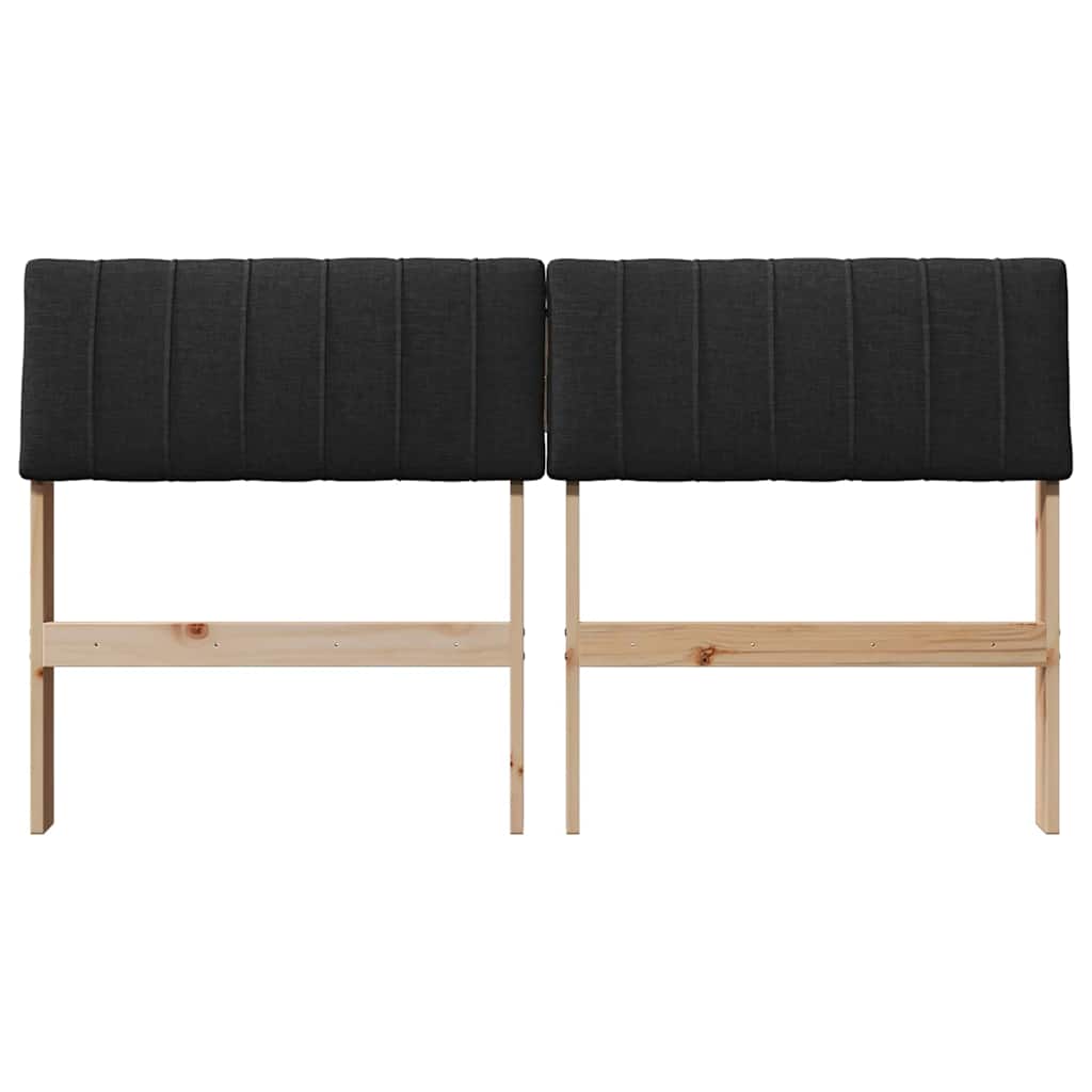 vidaXL Ταπετσαρισμένο κεφαλάρι Μαύρο 140 cm Στερεά ξυλεία πεύκου