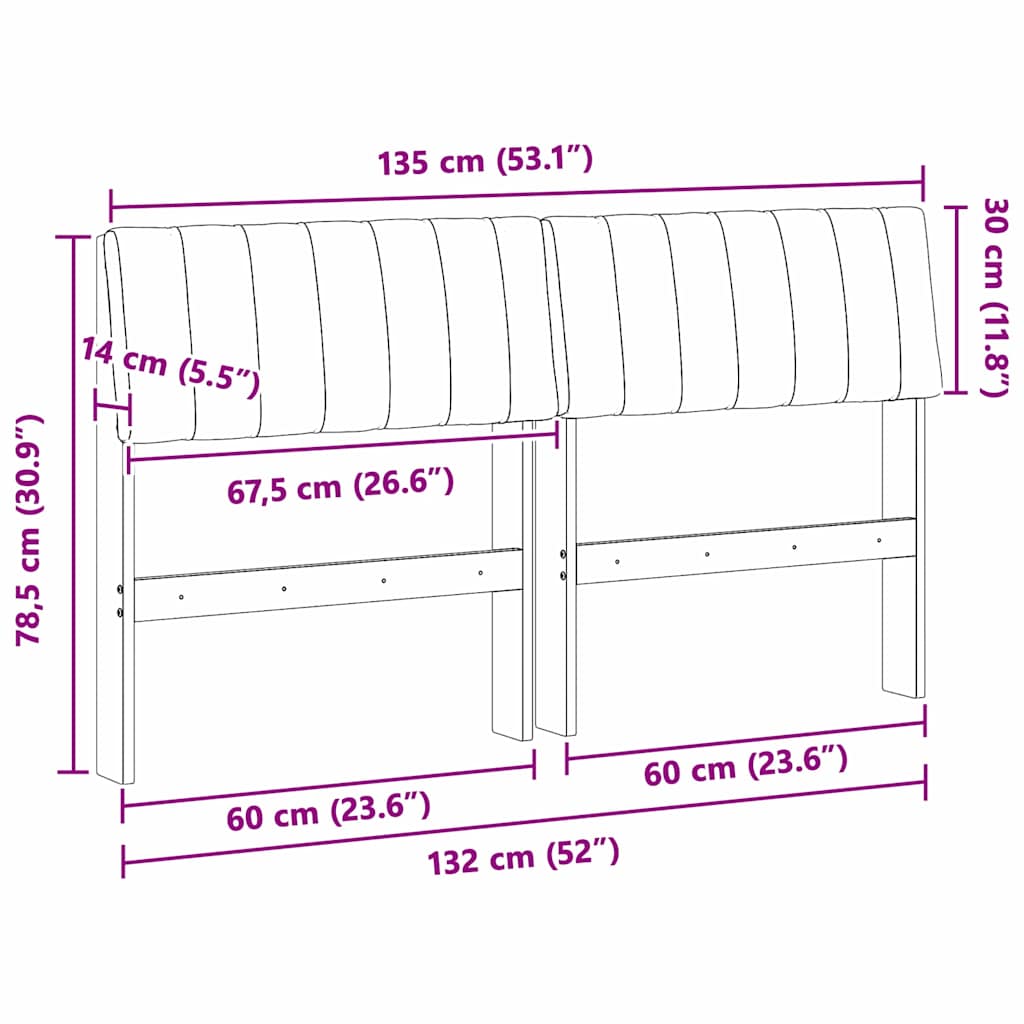 vidaXL Ταπετσαρισμένο κεφαλάρι Taupe 135 cm Στερεά ξυλεία πεύκου