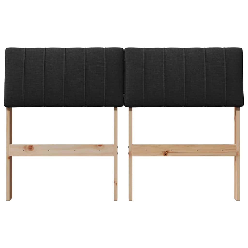 vidaXL Ταπετσαρισμένο κεφαλάρι Μαύρο 120 cm Στερεά ξυλεία πεύκου