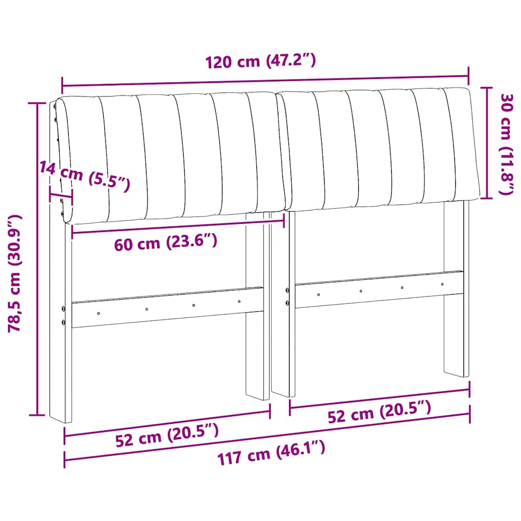 vidaXL Ταπετσαρισμένο κεφαλάρι Taupe 120 cm Στερεά ξυλεία πεύκου