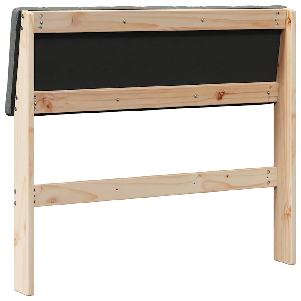 vidaXL Ταπετσαρισμένο κεφαλάρι Σκούρο Γκρι 90 cm Στερεά ξυλεία πεύκου