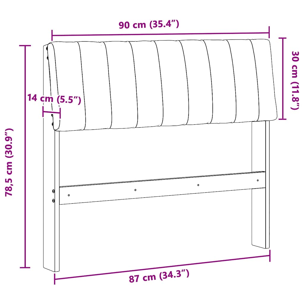 vidaXL Ταπετσαρισμένο κεφαλάρι Taupe 90 cm Στερεά ξυλεία πεύκου