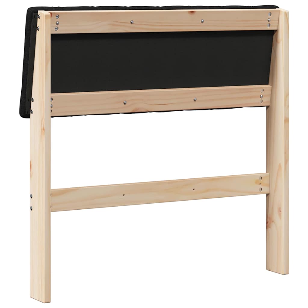 vidaXL Ταπετσαρισμένο κεφαλάρι Μαύρο 75 cm Στερεά ξυλεία πεύκου