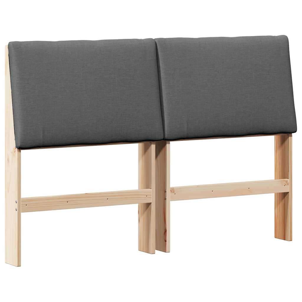 vidaXL Ταπετσαρισμένο κεφαλάρι Σκούρο Γκρι 140 cm Στερεά ξυλεία πεύκου