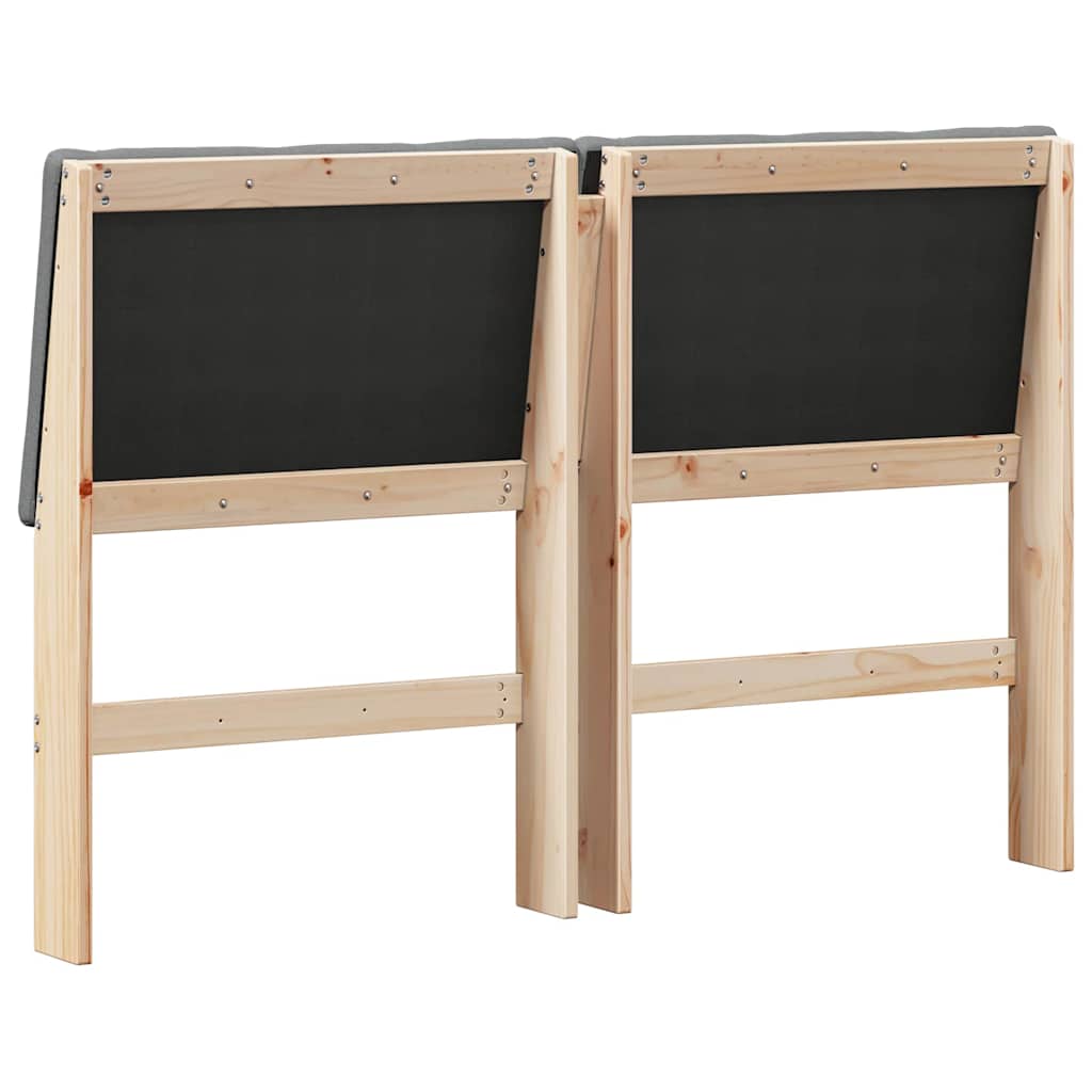 vidaXL Ταπετσαρισμένο κεφαλάρι Σκούρο Γκρι 140 cm Στερεά ξυλεία πεύκου